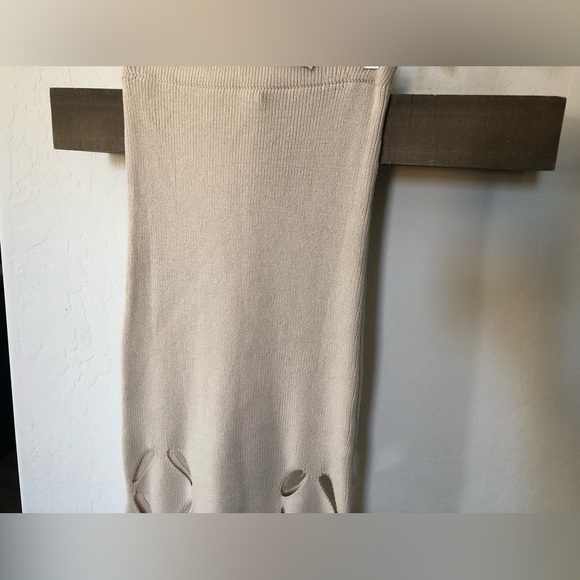 Sincerely Jules|Tan chunky knit midi maxi skirt with cutout details at bottom• - Picture 4 of 13